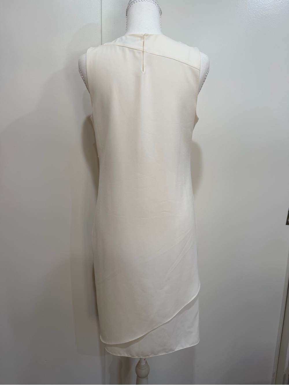 Halston Heritage Cream Draped Overlay Sleeveless Dress - Picture 2 of 6